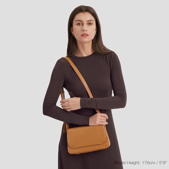 Leather Crossbody Bags for Women Trendy, Designer Ladies Shoulder Purses Brown - Picture 3 of 7